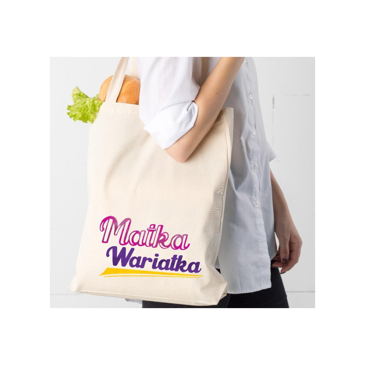 Torba bawełniana ecri Mama robi najlepsze schabowe