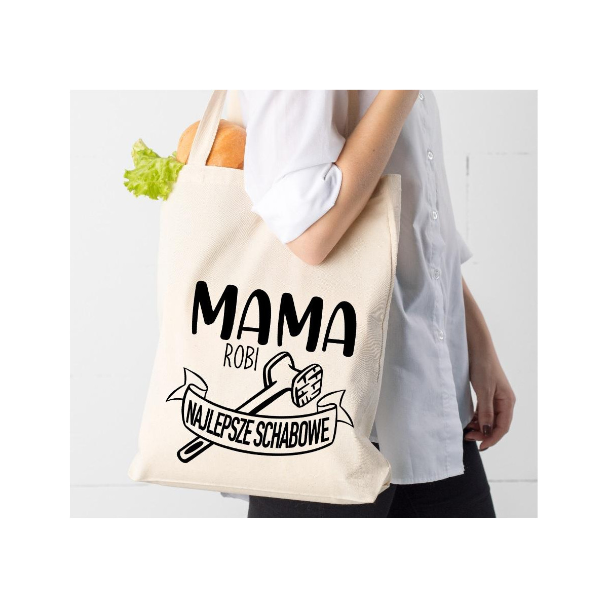 Torba bawełniana ecri Mama mistrzyni kuchni