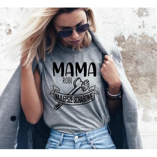 T-shirt lady CZARNA Mama robi najlepsze schabowe