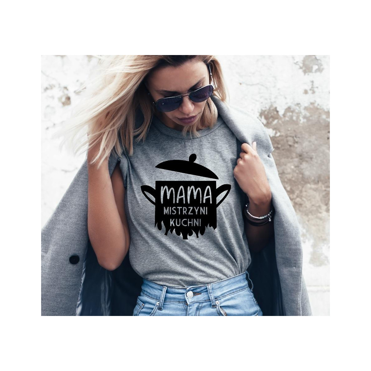 T-shirt lady SZARA Mama robi najlepsze schabowe