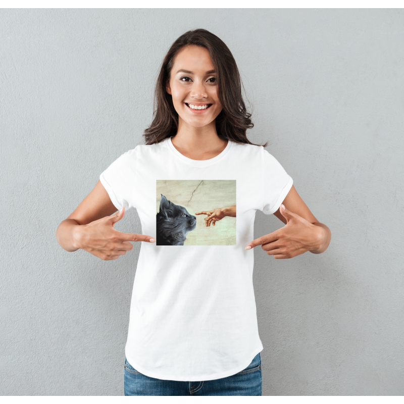 T-shirt lady slim DTG  kot michał anioł