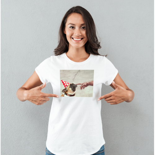 T-shirt lady slim DTG  dog michał anioł