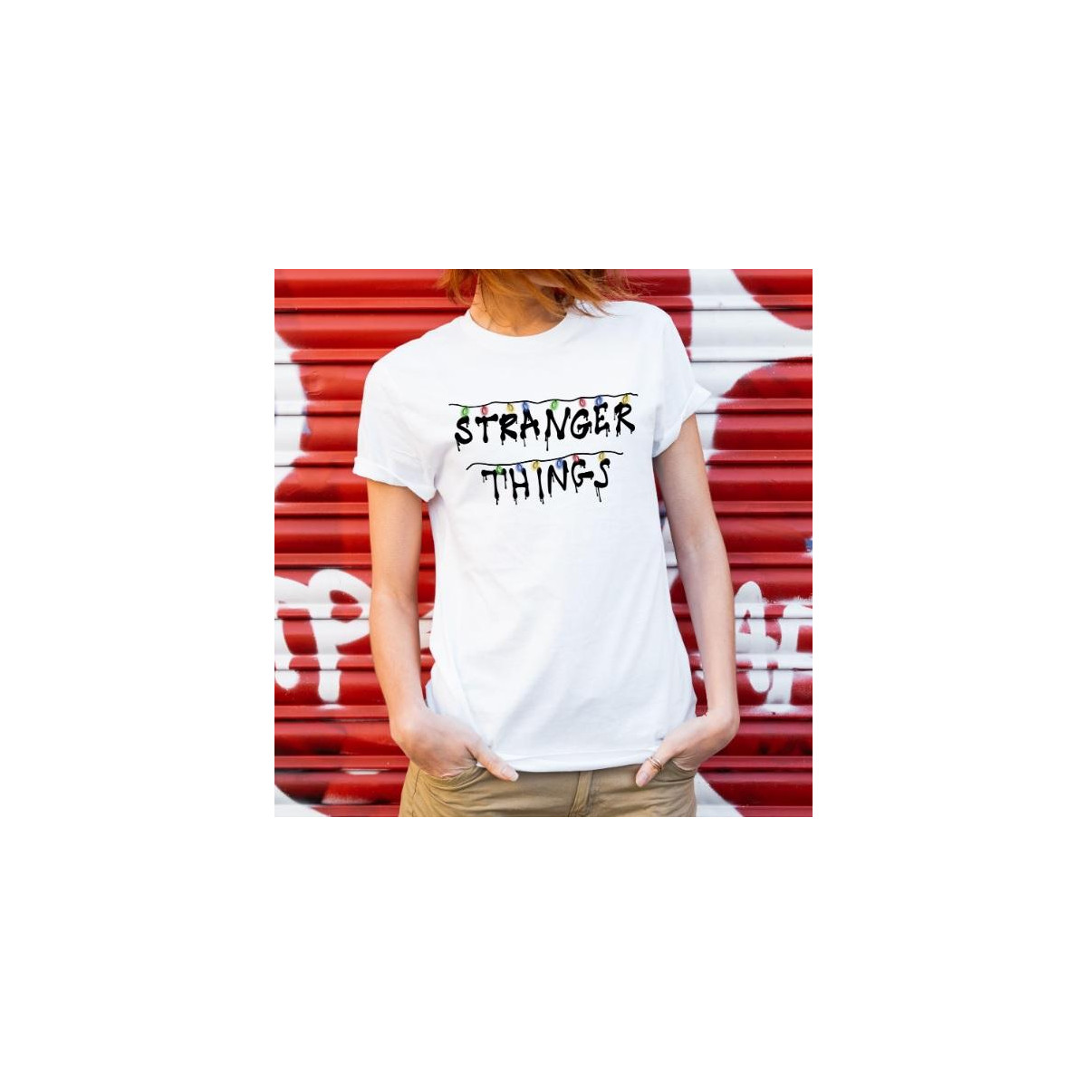T-shirt lady slim DTG stranger things promise