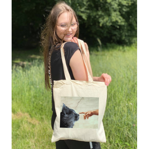 Torba bawełniana ecri Cat Michał Anioł