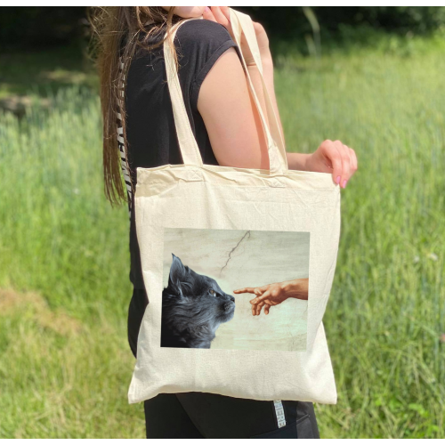 Torba bawełniana ecri Cat Michał Anioł