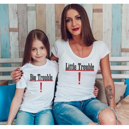T-shirty dla mamy i córki BIG TROUBLE & LITTLE TROUBLE 2 szt LADY