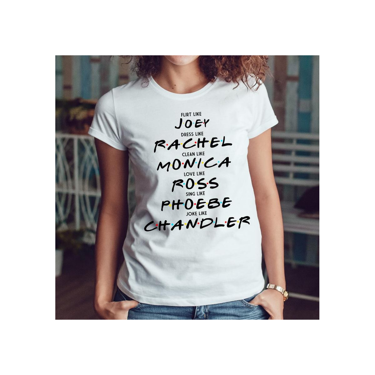 T-shirt lady slim DTG Friends color