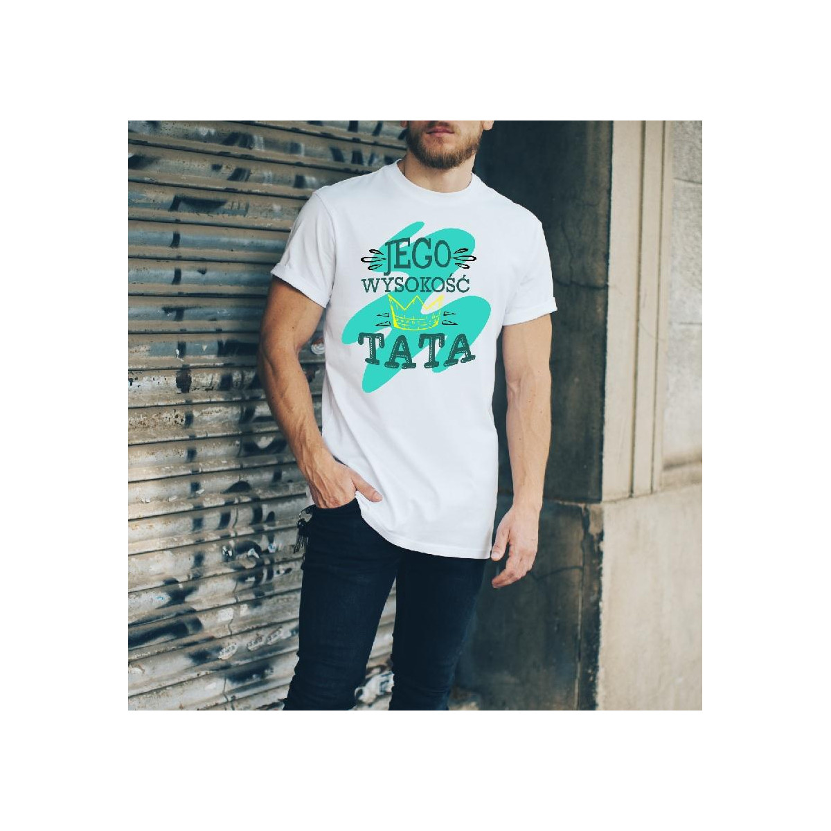 T-shirt oversize Najlepszy tata moro