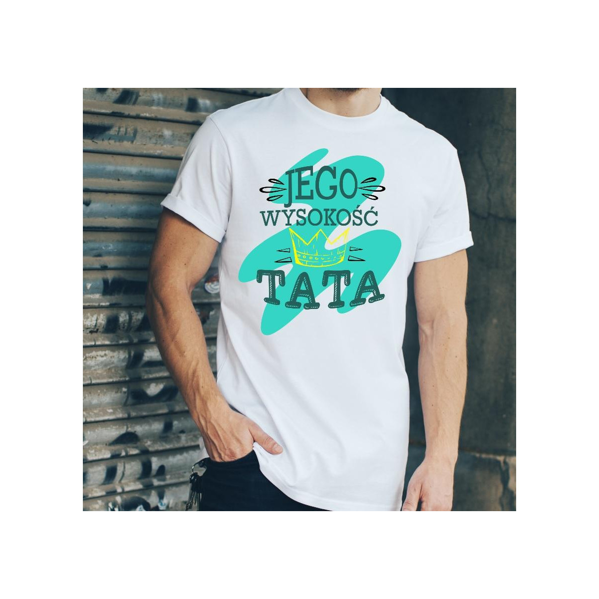 T-shirt oversize Najlepszy tata moro