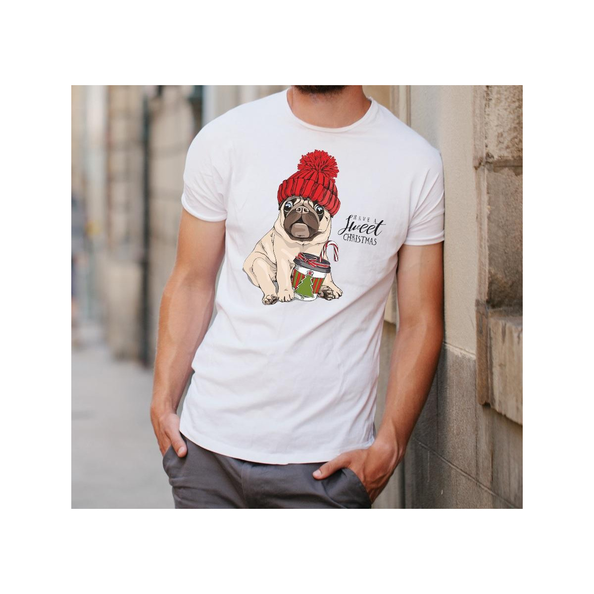 T-shirt oversize DTG Pig Merry Chrismas