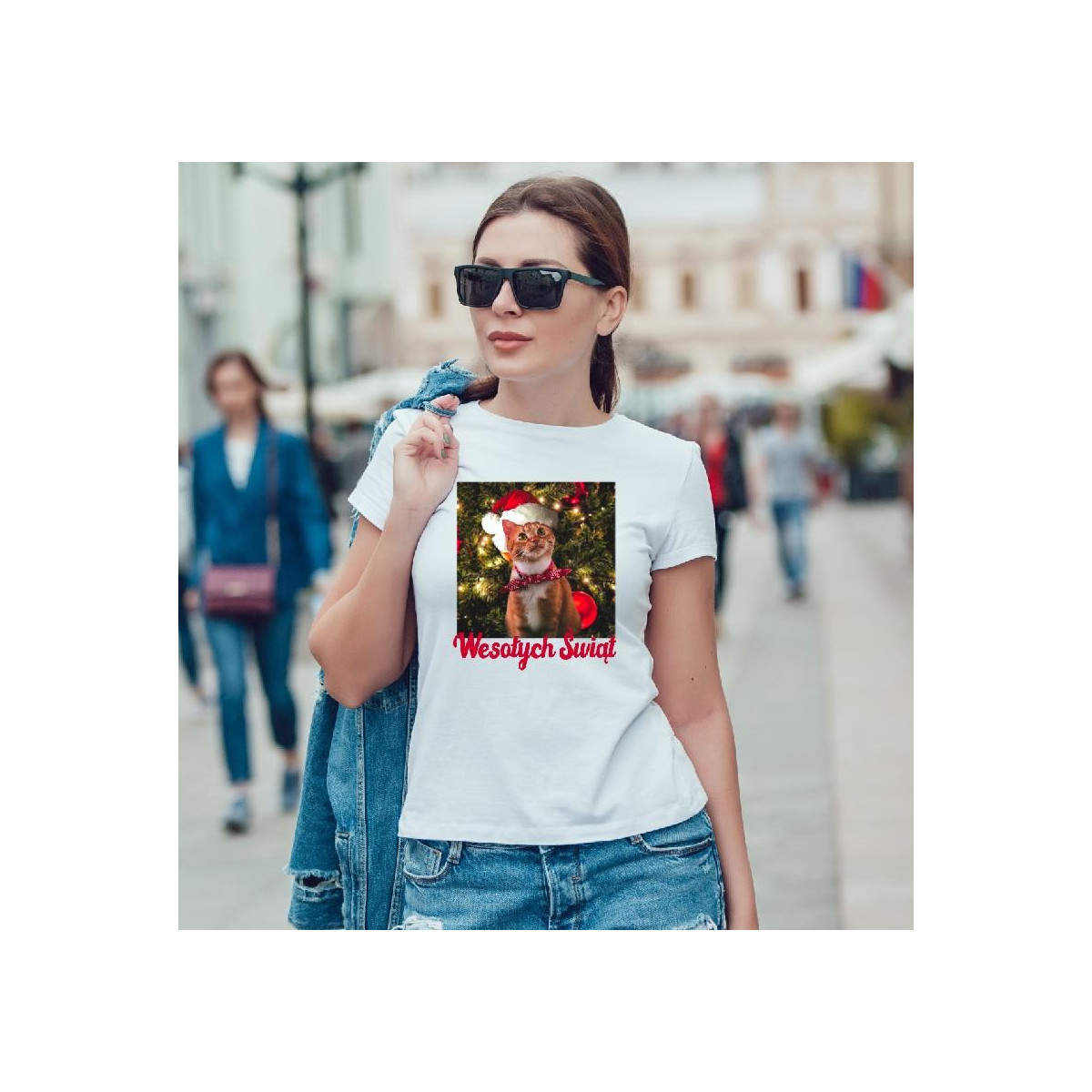 koszulka damska wesołych świąt kot