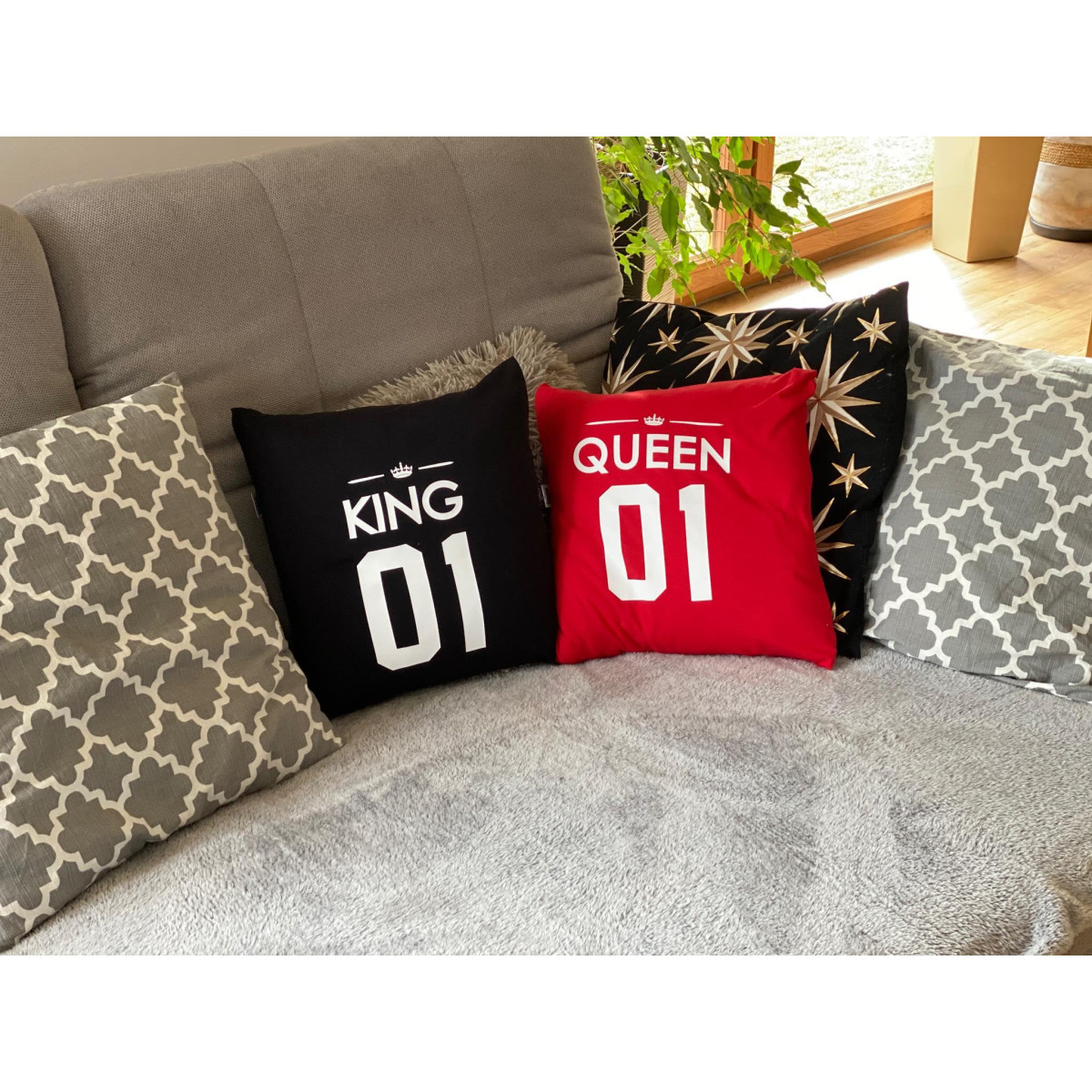 Poduszki King 01 & Queen 01  2 szt black/red