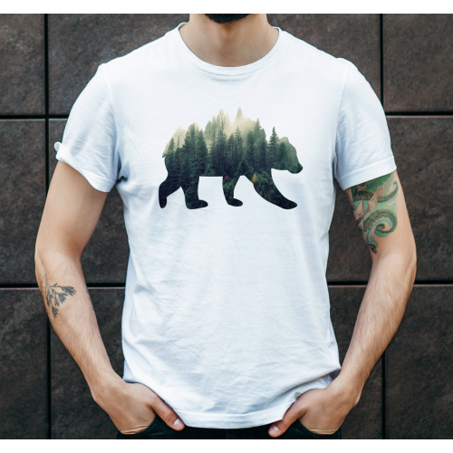 T-shirt oversize DTG Niedźwiedź forest