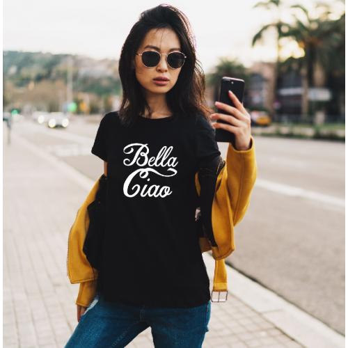 T-shirt lady czarna Bella ciao
