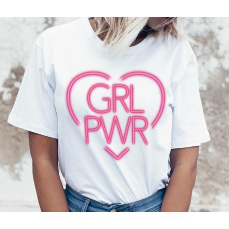T-shirt lady slim DTG Grl PWR pink
