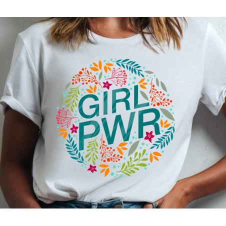 T-shirt lady slim DTG Girl PWR flowers