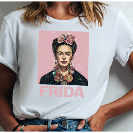 T-shirt lady slim DTG  Frida pink