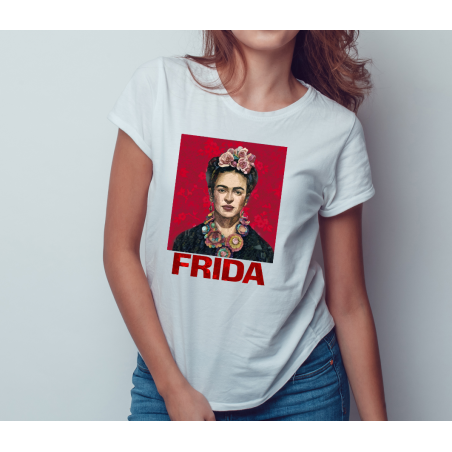 T-shirt lady slim DTG  Frida red