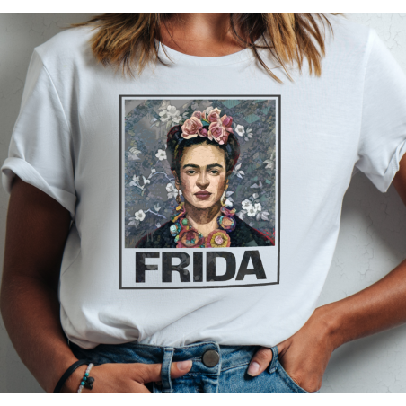 T-shirt lady slim DTG  Frida blue
