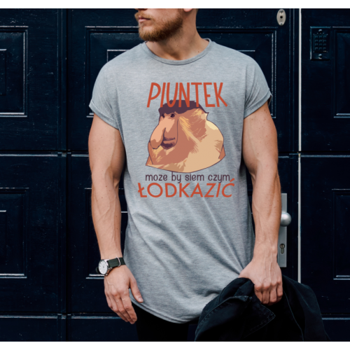 T-shirt oversize szara...