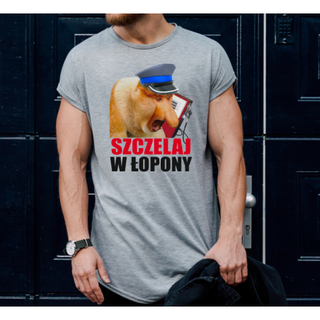 T-shirt oversize szara Szczelaj w Łopony