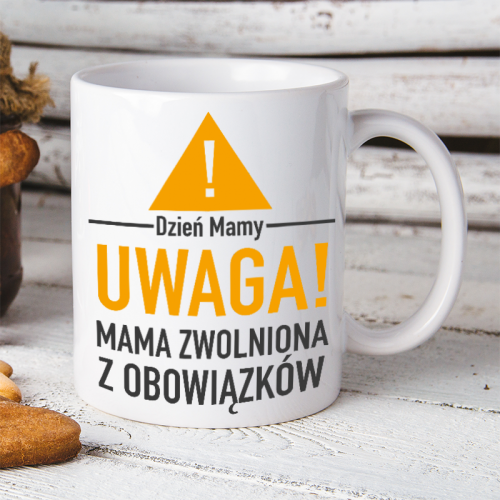 Kubek z nadrukiem Uwaga...