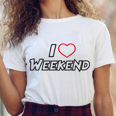 T-shirt lady slim DTG I Love Weekend