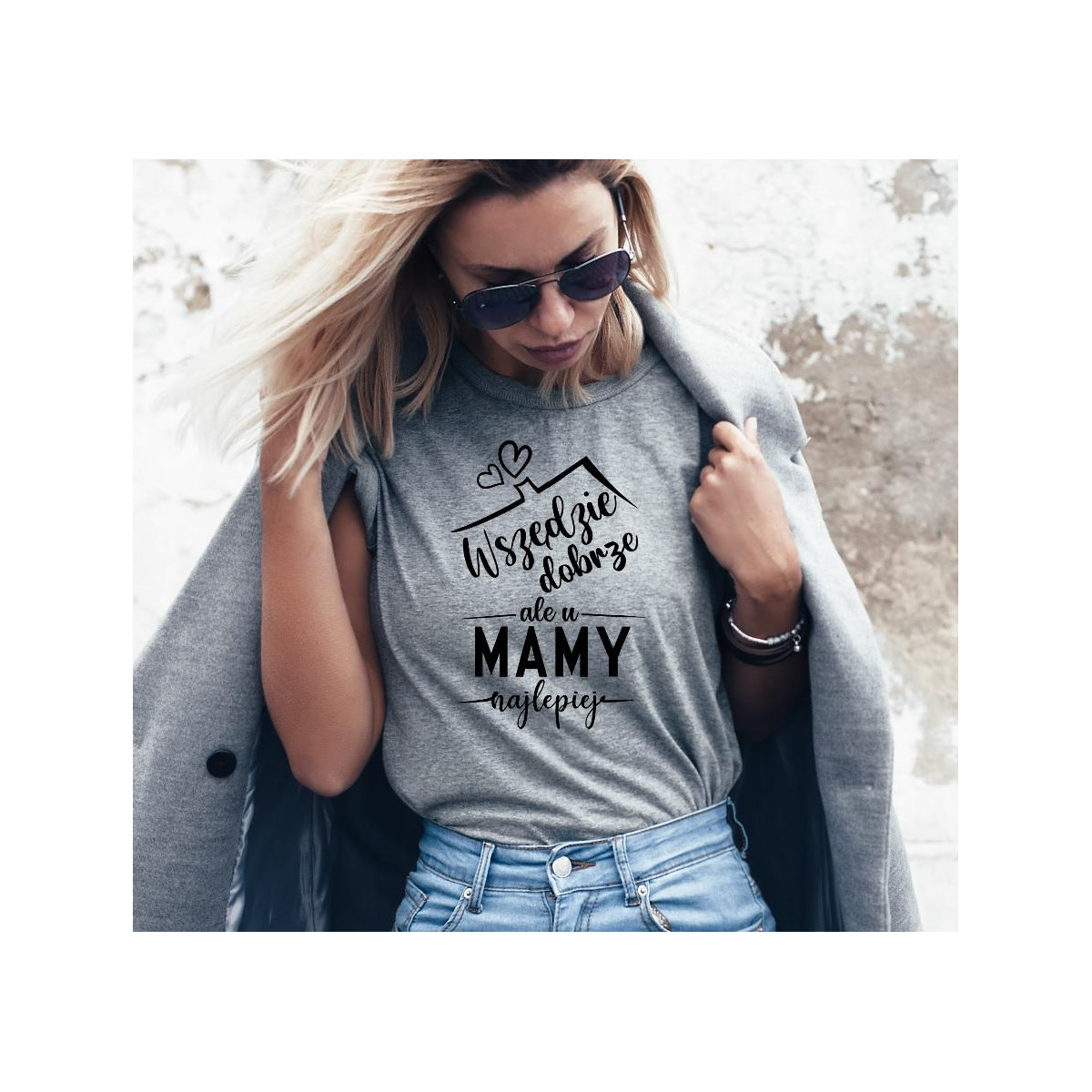 T-shirt lady SZARA Mama robi najlepsze schabowe