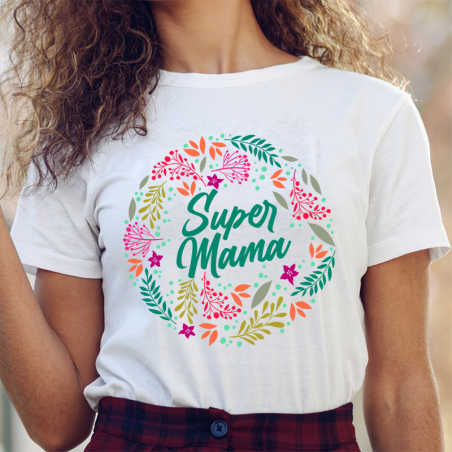 T-shirt lady slim DTG Super mama 2