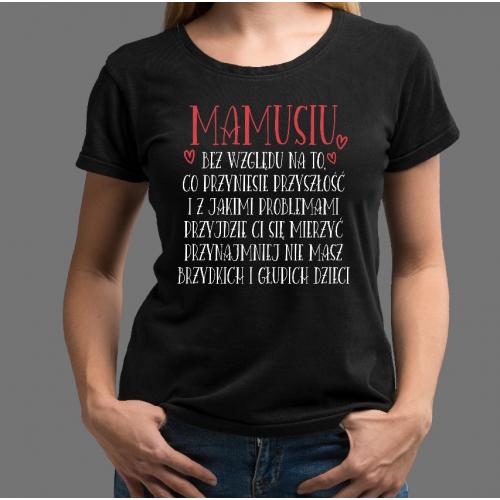 T-shirt lady czarna Mamusia