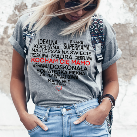 T-shirt lady SZARA  Mama Idealna Kochana Najlepsza