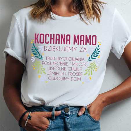 T-shirt lady slim DTG Kochana Mamo Cudowny Dom