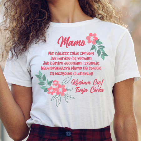 T-shirt lady slim DTG Mamo Kocham Cię Twoja córka