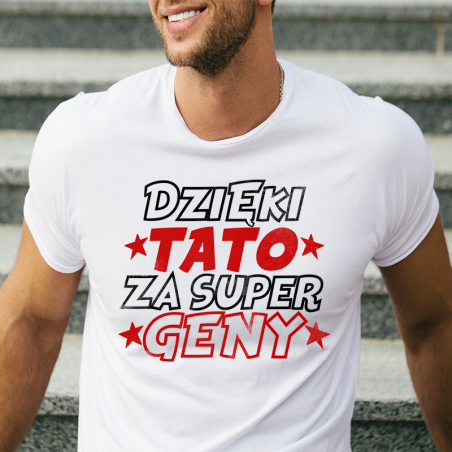 T-shirt oversize Dzięki Tato za super geny