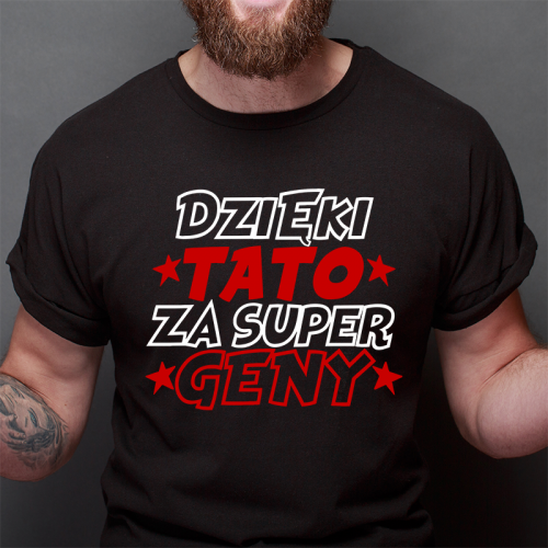T-shirt czarny Dzięki Tato...