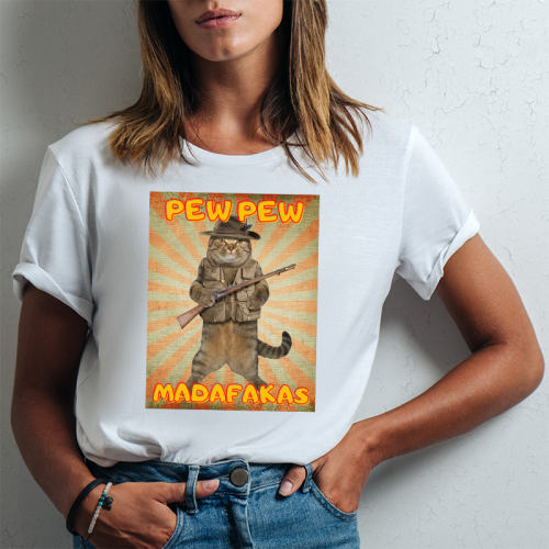 T-shirt lady slim DTG Pew Pew