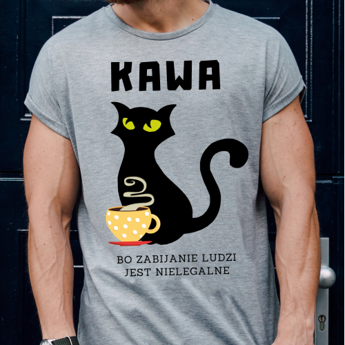 T-shirt oversize szary Kawa...