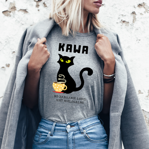 T-shirt Lady szary Kawa -...