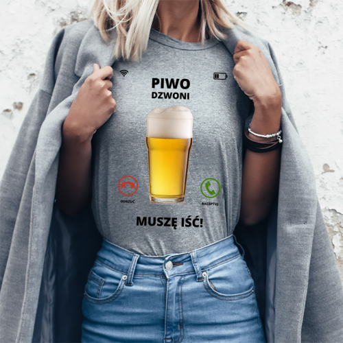 T-shirt Lady szary Piwo -...