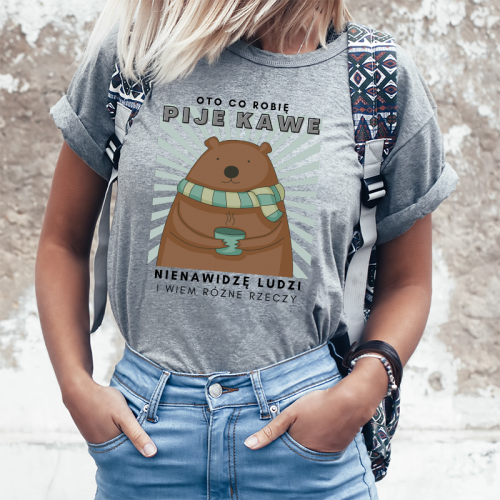 T-shirt Lady szary Pije Kawe