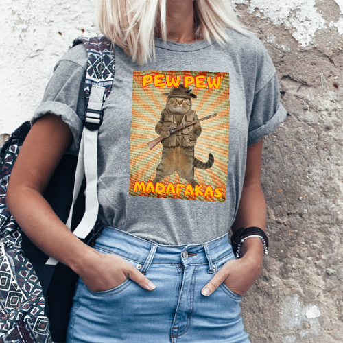 T-shirt Lady szary Pew! Pew!