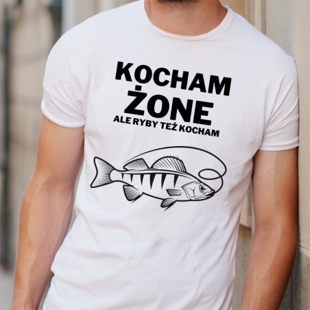 T-shirt oversize DTG Kocham żonę ale ryby tez kocham