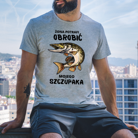 T-shirt oversize szara Obrobić Szczupaka