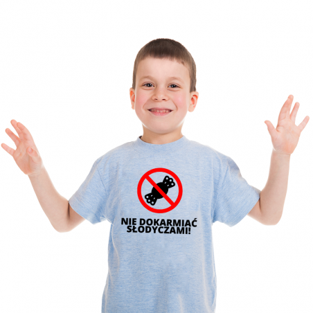 T-shirt Kids Szary | Nie dokarmiać słodyczami!