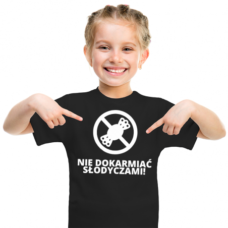 T-shirt Kids Czarny | Nie dokarmiać słodyczami!