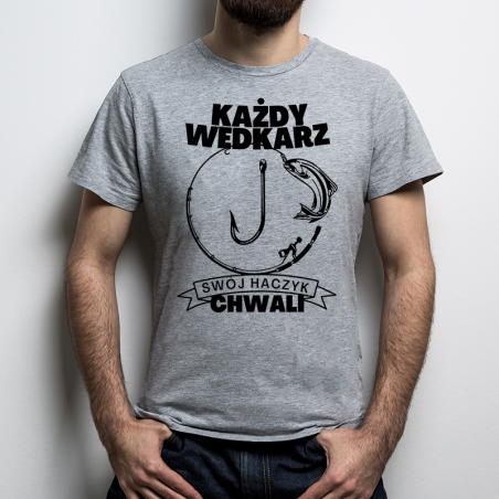 T-shirt Oversize Szara | Każdy Wędkarz Swój Haczyk Chwali