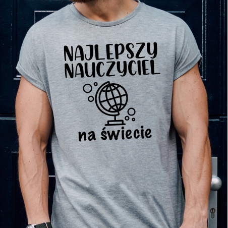 T-shirt oversize SZARY Najlepszy nauczyciel na świecie