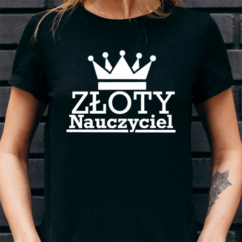 T-shirt lady CZARNY Złoty...