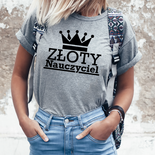 T-shirt lady SZARY Złoty...