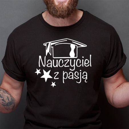 T-shirt oversize CZARNY Nauczyciel z pasją